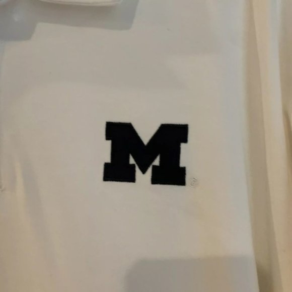 Michigan Wolverines Logo White Polo Performance Shirt men’s Size L New - Picture 4 of 7